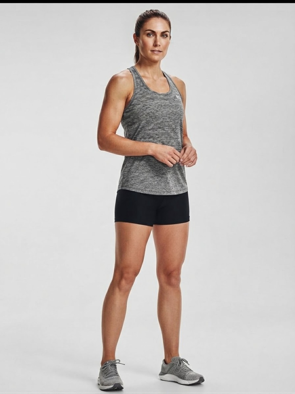 Under Armour Women's Gray Heather Racerback Athletic Workout Tank Top Size L